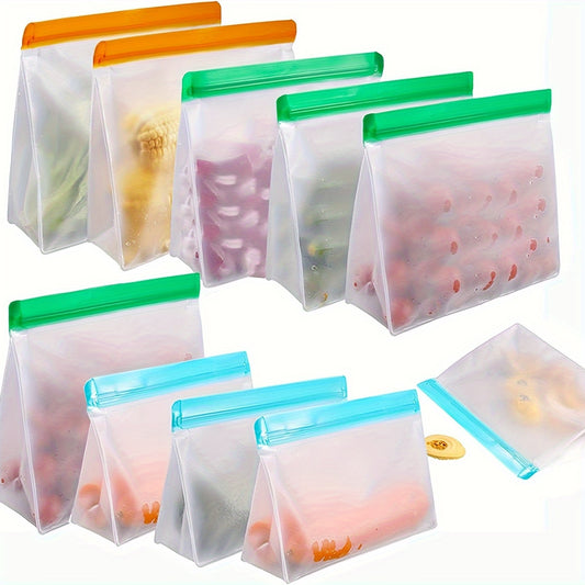 1 Set of Reusable Food Storage Bags: Leak-Proof, Suitable for Freezing and Travel, (3 Sets: Gallon, Sandwich, Snack Bags), Kitchen Organization, Meal Prep, Leakproof Design, Compact Storage, Durable Plastic, Reusable Material