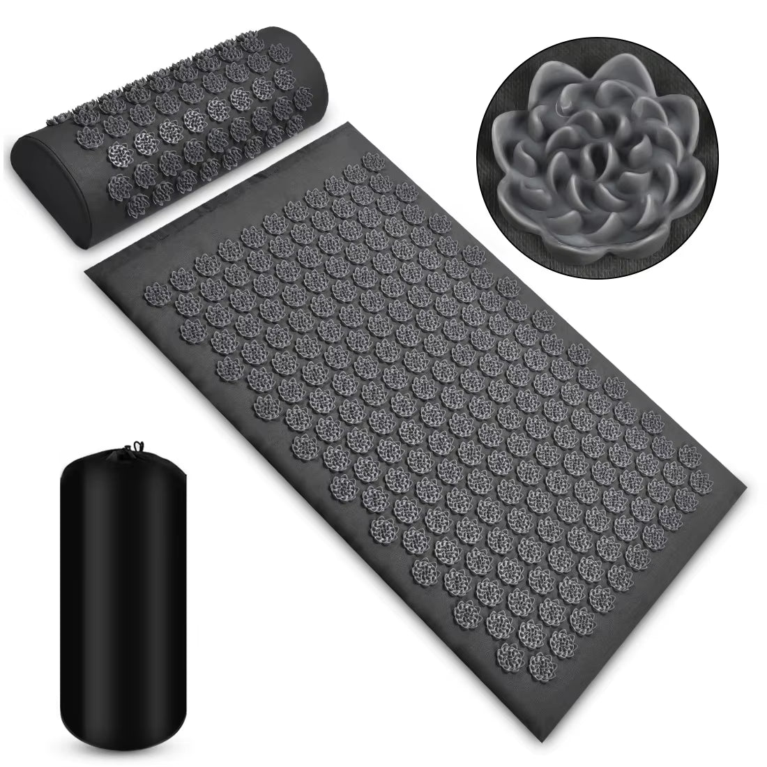 Pranamat Eco Lotus Spike Mat Acupuncture Massage Cushion Kuznetsov'S Applicator for Neck Foot Back Yoga Acupressure Massage Mat