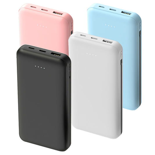 1Pc 10000Mah Power Bank Portable Phone Charger External Battery Pack with LT and Type C Double Ended Cable Type C USB Cable Fit for Iosphone 14 Android and More