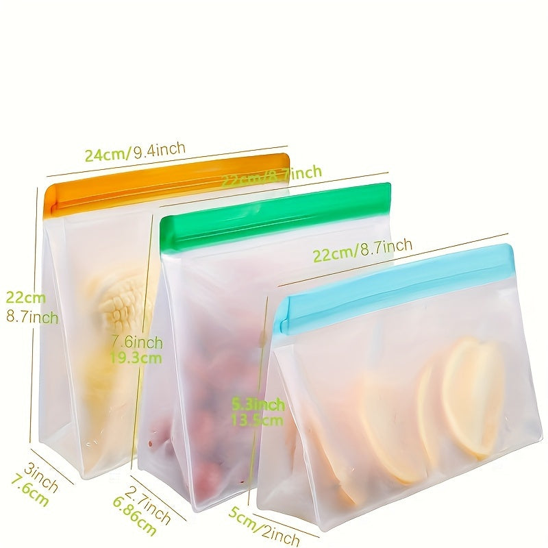 1 Set of Reusable Food Storage Bags: Leak-Proof, Suitable for Freezing and Travel, (3 Sets: Gallon, Sandwich, Snack Bags), Kitchen Organization, Meal Prep, Leakproof Design, Compact Storage, Durable Plastic, Reusable Material