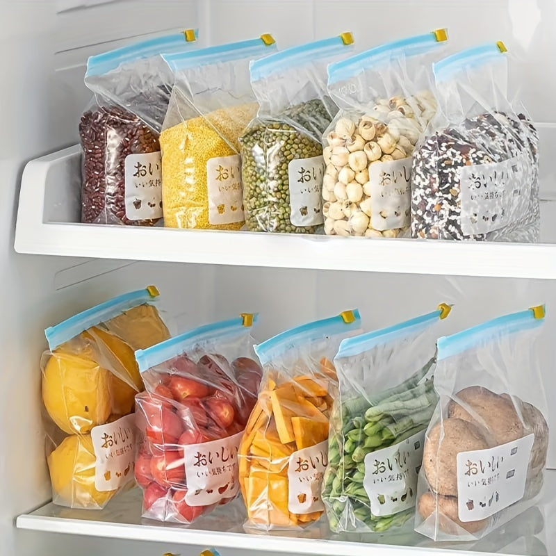 10/15/20pcs Reusable Food Storage Bags, Durable PET Zipper Bags for Fruits, Grains, Vegetables, Meat, Kitchen Organizers, Leak-Proof, Portable, Christmas Bags