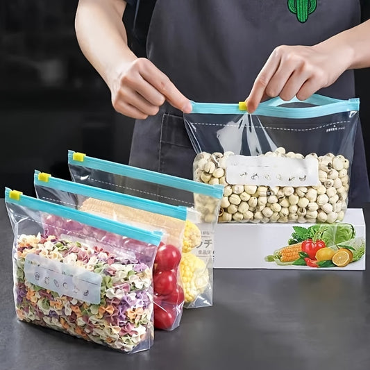 10/15/20pcs Reusable Food Storage Bags, Durable PET Zipper Bags for Fruits, Grains, Vegetables, Meat, Kitchen Organizers, Leak-Proof, Portable, Christmas Bags