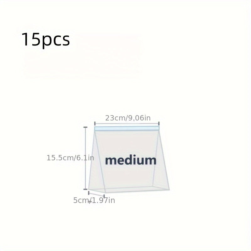 10/15/20pcs Reusable Food Storage Bags, Durable PET Zipper Bags for Fruits, Grains, Vegetables, Meat, Kitchen Organizers, Leak-Proof, Portable, Christmas Bags