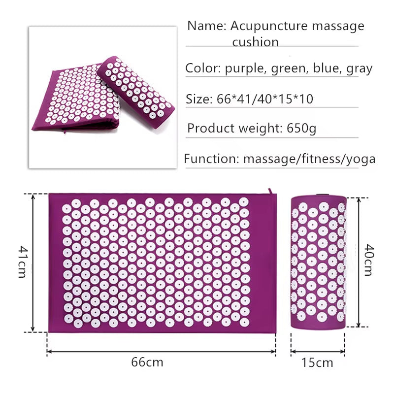 Massager Yoga Mat Cushion Acupressure Massage Mat Sets Spike Fitness Yoga Pilates Relieve Stress Back Pain Applicator Kuznetsov