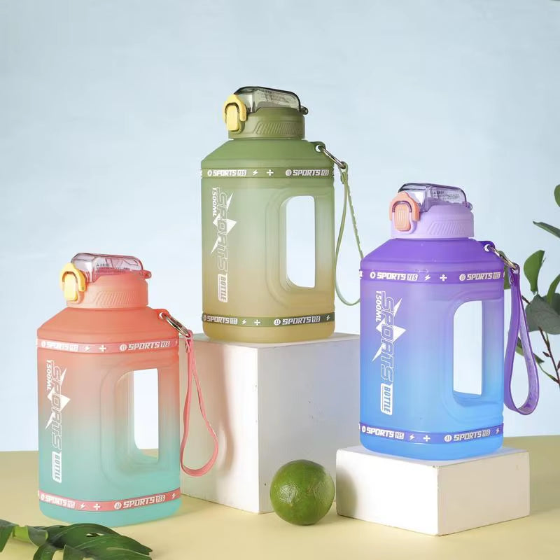 Water Bottle with Marker Motivational with Water Marker Large Water Bottle with Push Button Silicone Straw Lid & Measurement