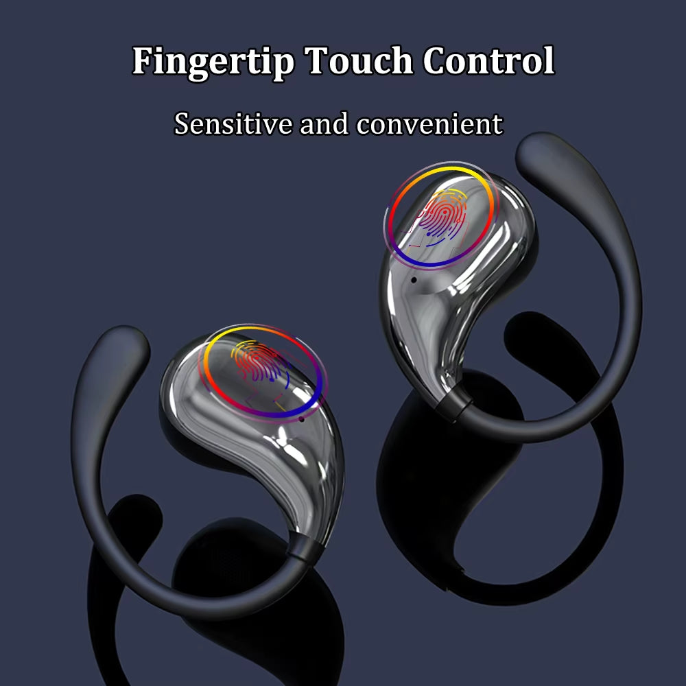 Bluetooth 5.4 Ear Hook Headphones TWS Wireless Earphones Hifi Stereo Waterproof Headsets LED Display Long Standby Touch Earbuds