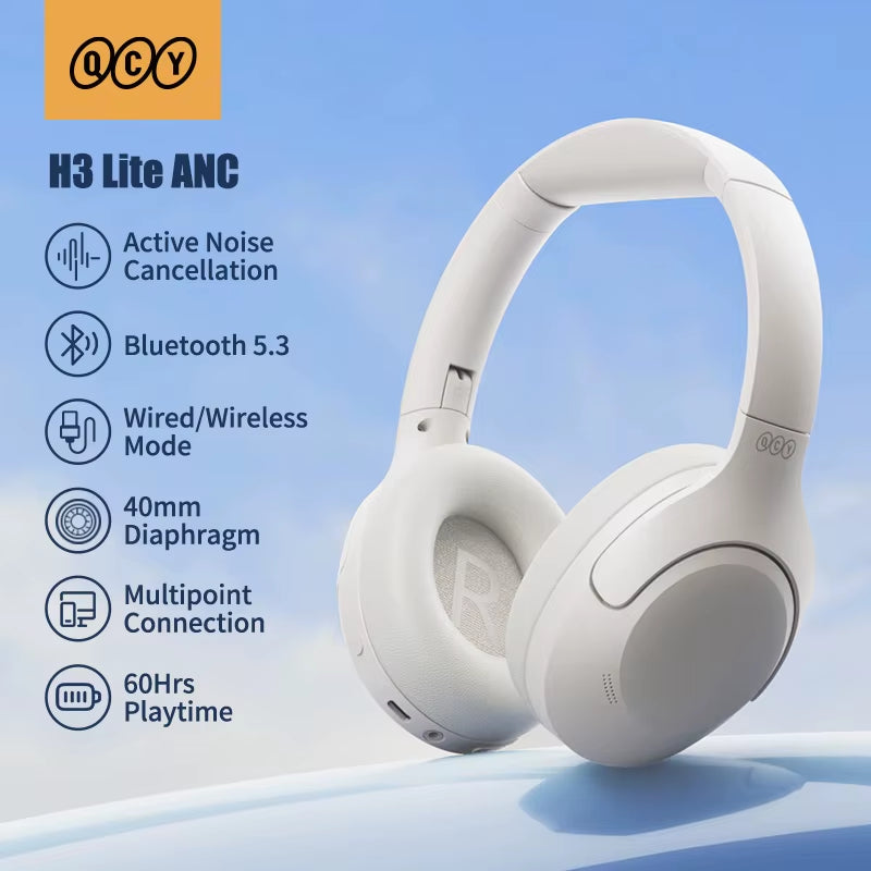H3 Lite ANC Wireless/Wired Headphones Bluetooth 5.3 Foldable over Ear Headset HIFI Sound 60H Playtime Earphones Dual Connect