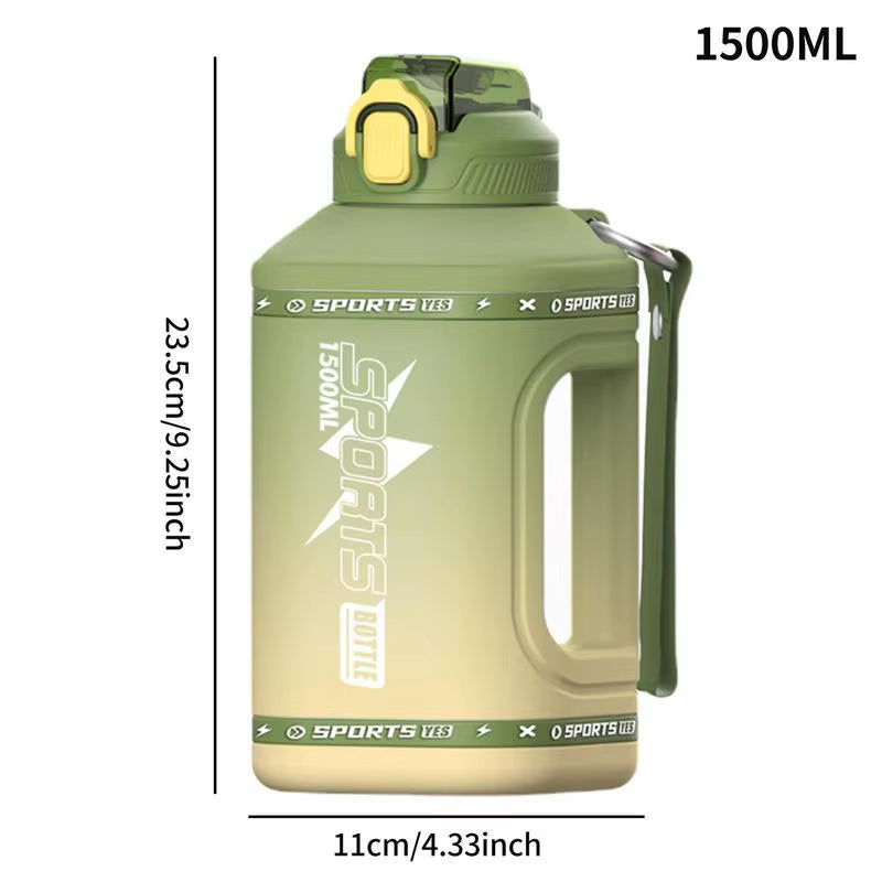 Water Bottle with Marker Motivational with Water Marker Large Water Bottle with Push Button Silicone Straw Lid & Measurement