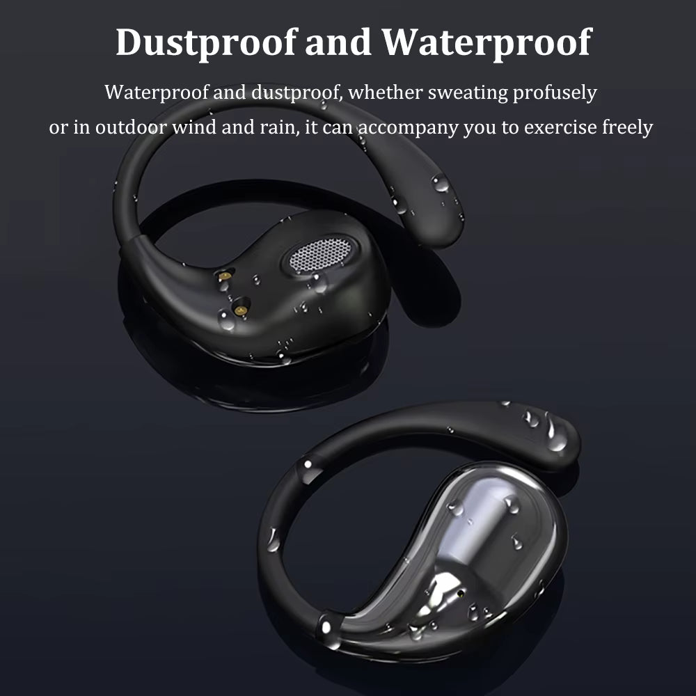 Bluetooth 5.4 Ear Hook Headphones TWS Wireless Earphones Hifi Stereo Waterproof Headsets LED Display Long Standby Touch Earbuds
