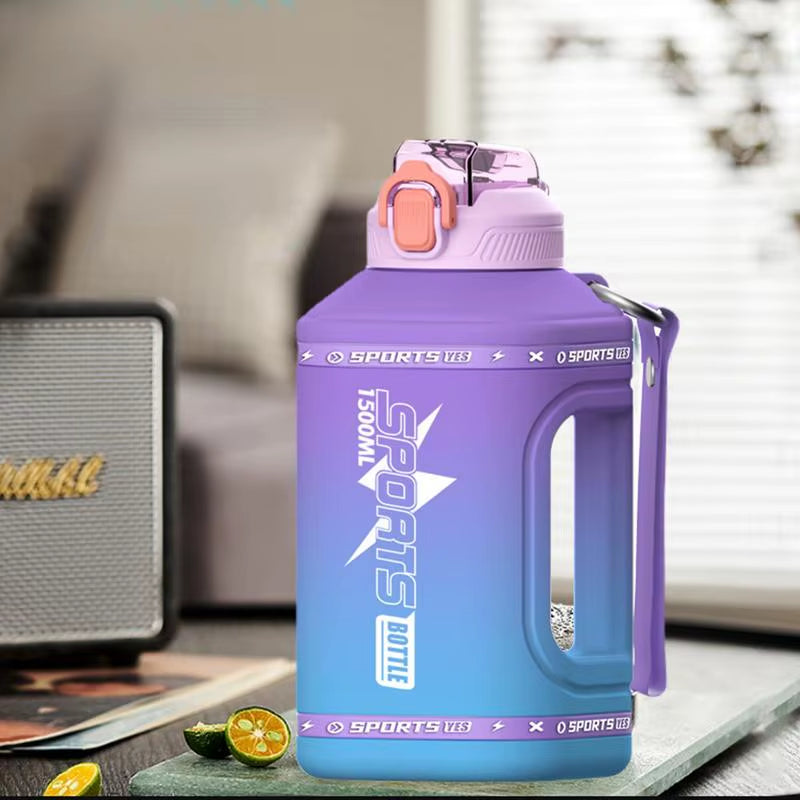 Water Bottle with Marker Motivational with Water Marker Large Water Bottle with Push Button Silicone Straw Lid & Measurement