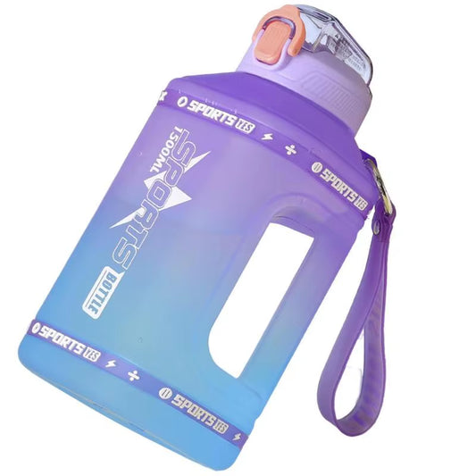 Water Bottle with Marker Motivational with Water Marker Large Water Bottle with Push Button Silicone Straw Lid & Measurement