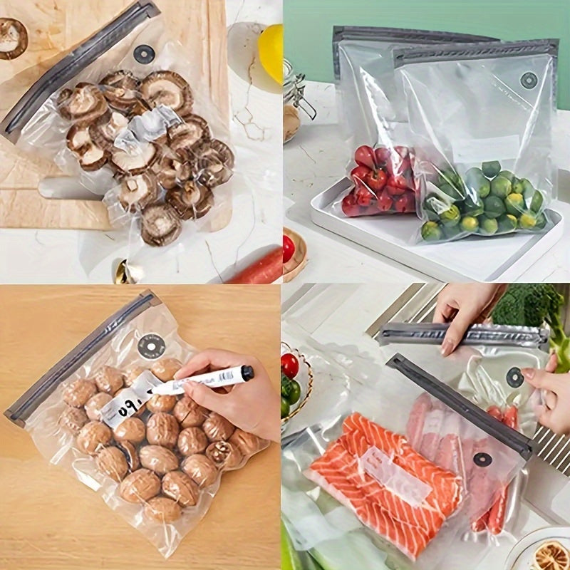 40pcs Vacuum Sealed Bags, Plastic Reusable Food Storage Bags, Durable Transparent Food Grade, for Meat, Fruits, Grains, Vegetables, Kitchen Storage, No Electricity Needed