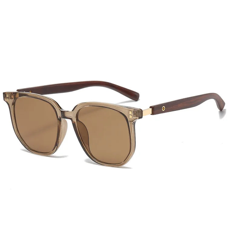 Vintage Square Frame Sunglasses for Women Men 2025 Trendy Retro Wood Grain Plastic Frame UV 400 Protection Eyepeice