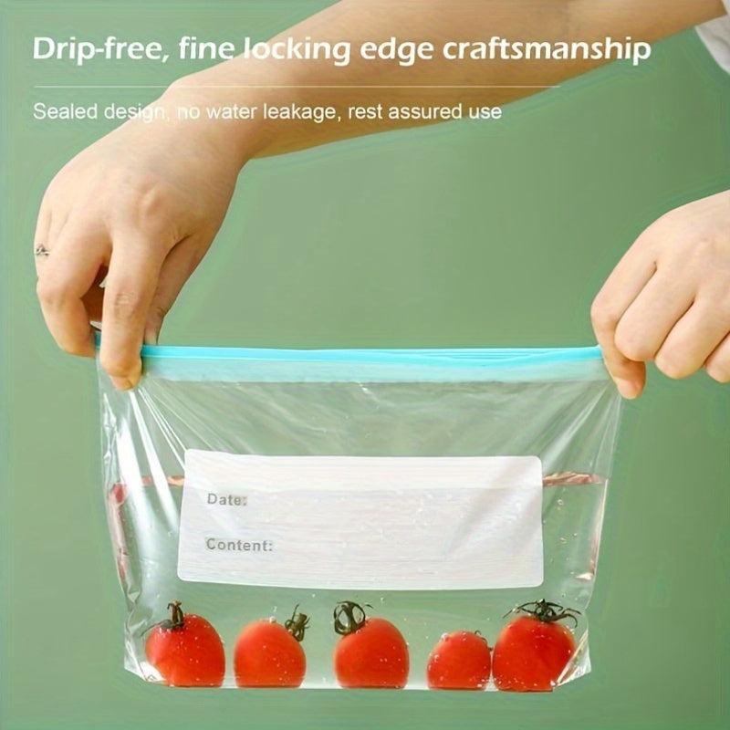 10/15/20pcs Reusable Food Storage Bags, Durable PET Zipper Bags for Fruits, Grains, Vegetables, Meat, Kitchen Organizers, Leak-Proof, Portable, Christmas Bags