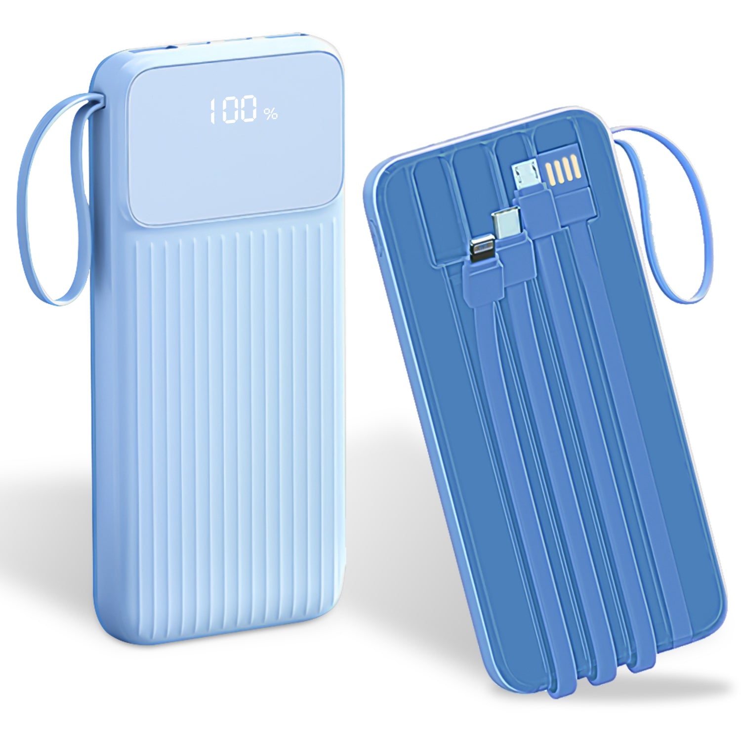 1Pc PD22W Fast Charger 20000Mah Fast Charging Power Bank Portable Charger with 4 Inbuilt Cables Digital Display Handle Fit for Iosphone 15 14 Android and More