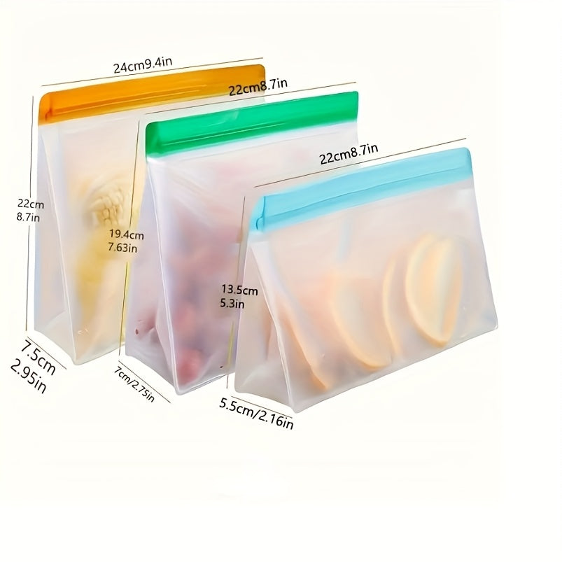 1 Set of Reusable Food Storage Bags: Leak-Proof, Suitable for Freezing and Travel, (3 Sets: Gallon, Sandwich, Snack Bags), Kitchen Organization, Meal Prep, Leakproof Design, Compact Storage, Durable Plastic, Reusable Material